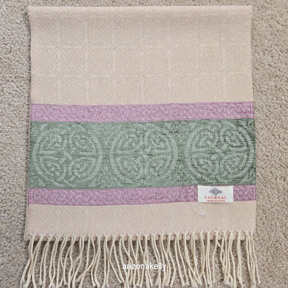 Calzeat Accessories - NEW Calzeat Celtic Knot Scarf Green & Purple